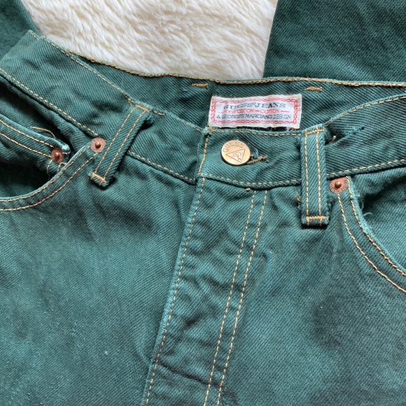 GUESS vintage 90s High rise high waist GREEN skinny denim jeans 25 waist - Picture 16 of 16
